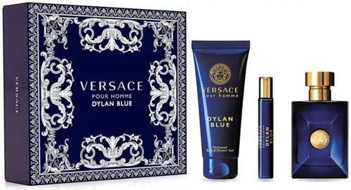 מארז לגבר ורסאצ'ה VERSACE DYLAN BLUE GIFT SET 100 ML E.D.T + 10 ML + SHOWER GEL