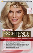 Crème צבע שיער קבוע - אקסלנס קרם 9.1 בלונד בהיר מאוד אפרפר 