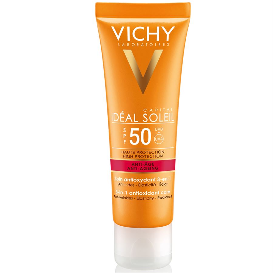 קפיטל סוליי קרם הגנה אנטי אייגינג 3ב-1 SPF50